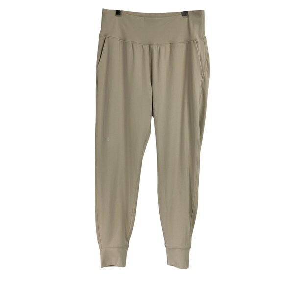Under Armour Fitted Tan Elastic Waist Pull On Jogger Pants Size L w/Pockets - Picture 1 of 5